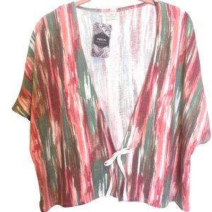 Cardigan LARGE NWT cropped short sleeve summer shurg top wear over dress